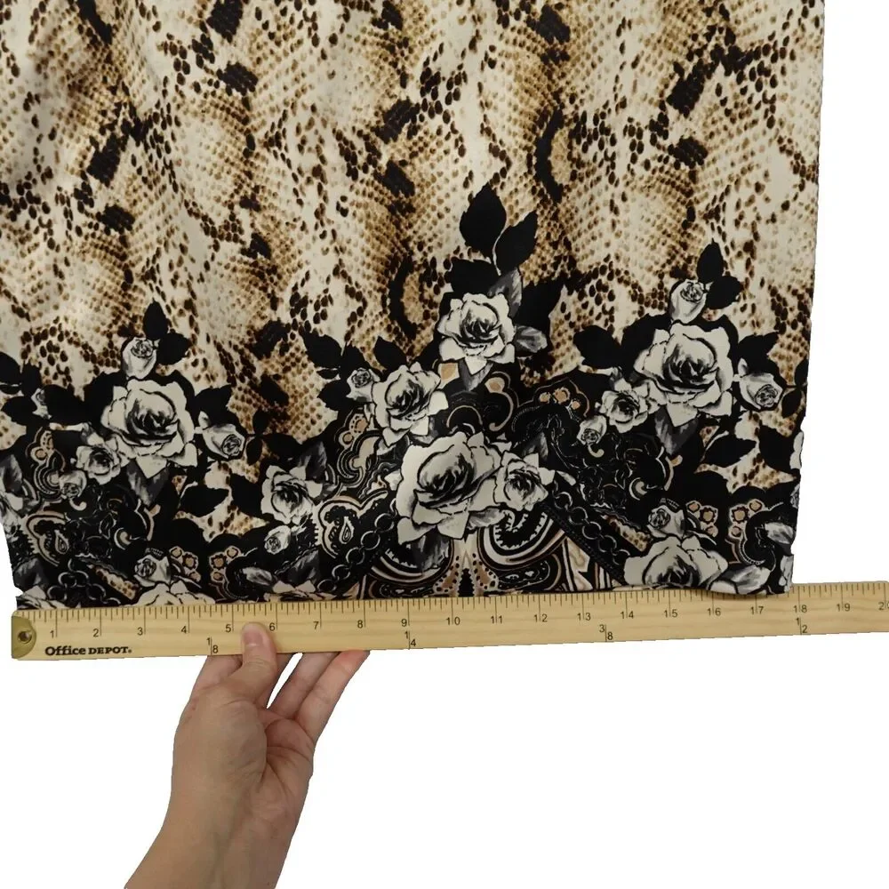 White House Black Market Skirt Sz 10 Snake Skin Floral Print Pencil Kick Pleat